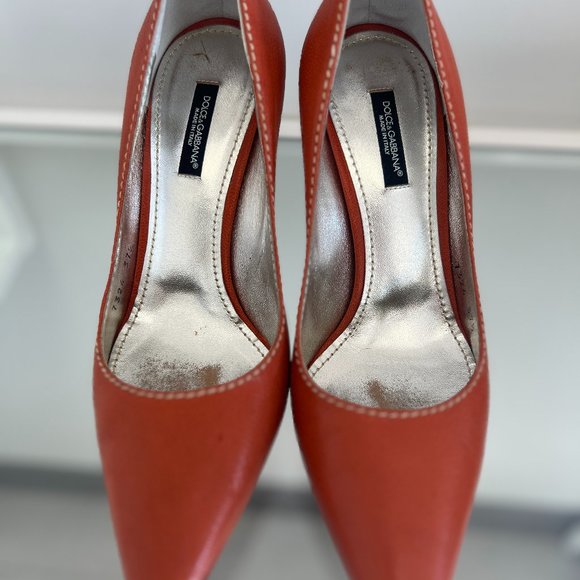 Dolce & Gabbana Vero Cuoio Burnt Orange Pointed Toe High Heel Stilettos Size 7 - Picture 3 of 4
